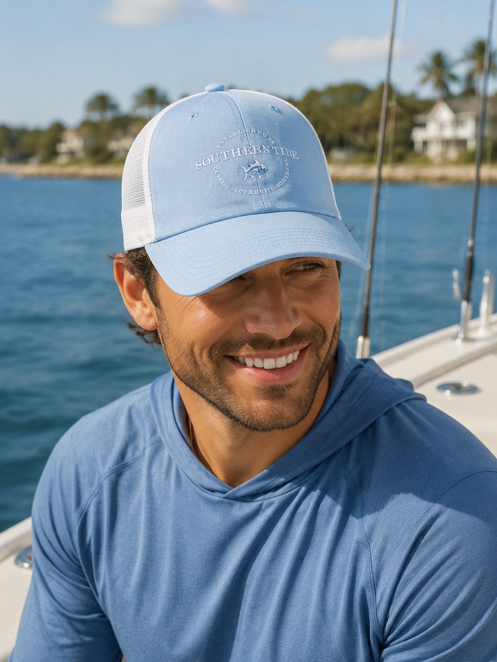 Southern Tide Sky Blue & White Mesh Baseball Cap